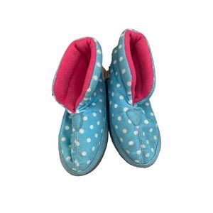 Western Chief Girls Slipper Ankle Booties Size 11 Blue with white polka dots